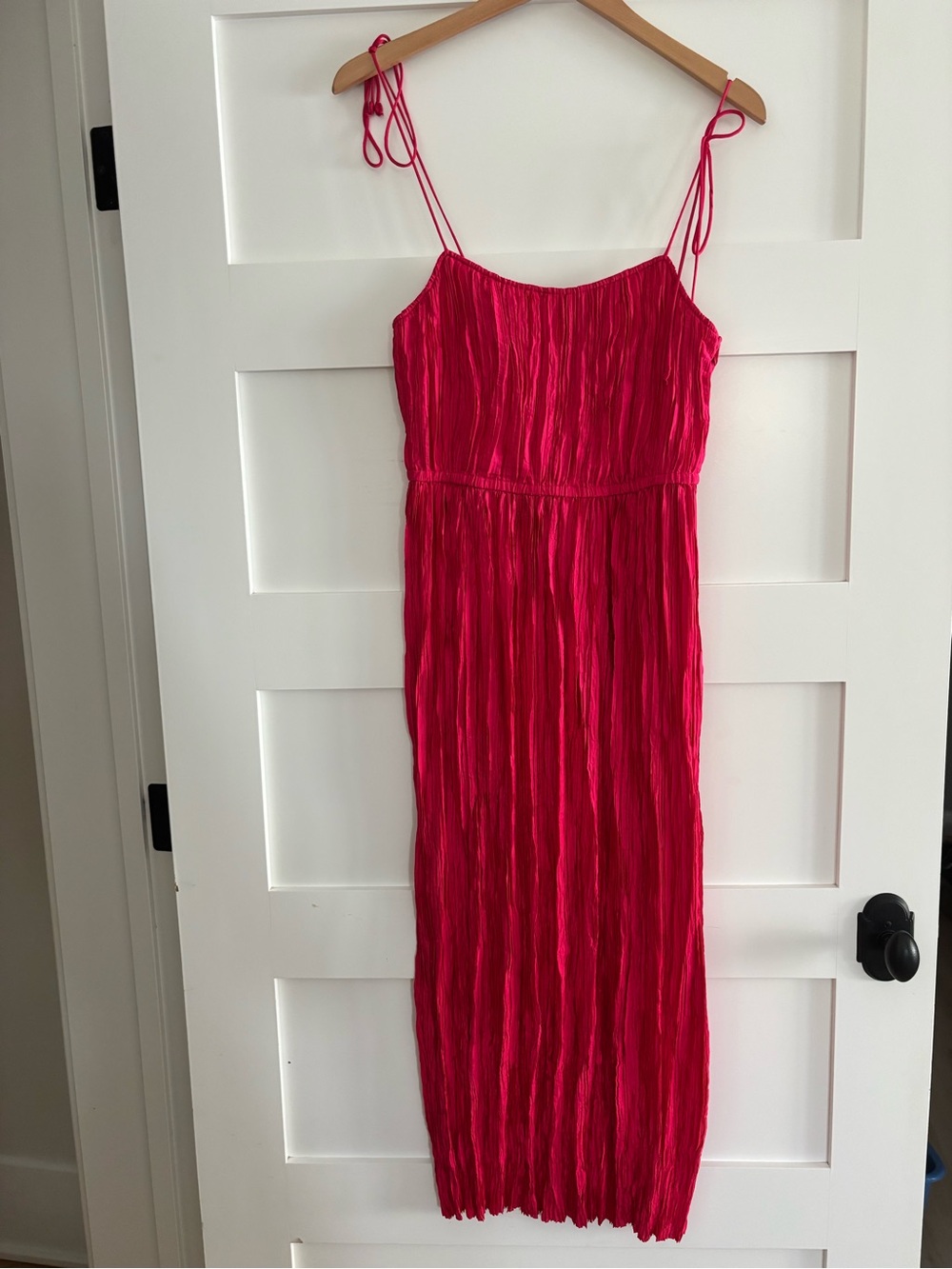 Ulla Johnson Bright Fuchsia Pleated Spaghetti Strap Maxi Dress